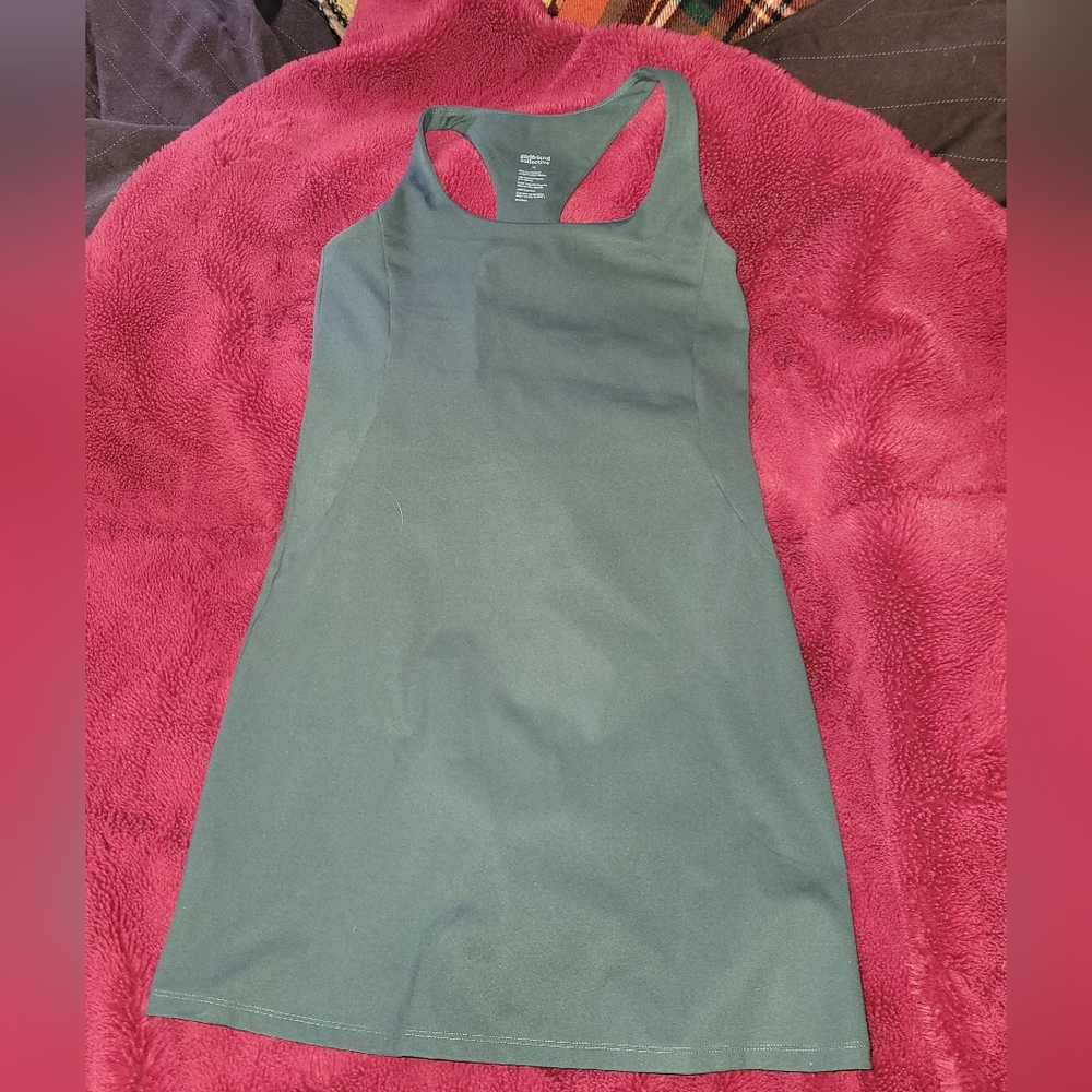 girlfriend collective dark teal racerback dress